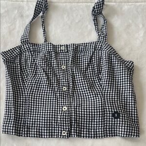 Hollister Gingham Black and White Crop Top